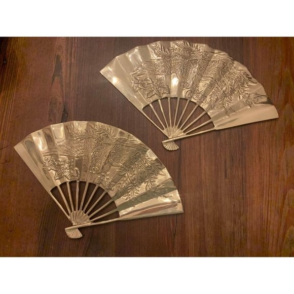 Other - Vintage brass fans Asian wall art excellent condition, set of two